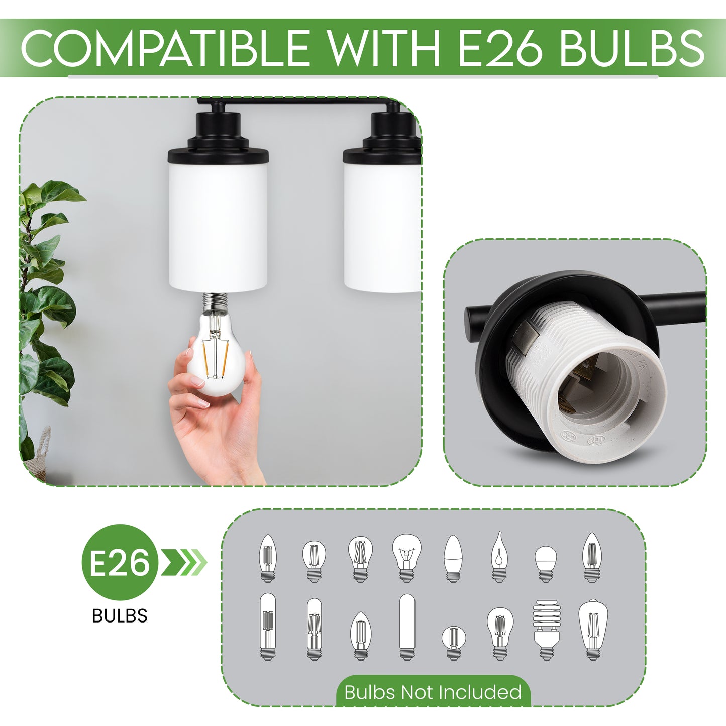 Modern Black 4-Light Bathroom Vanity Light with Milky White Glass Shades – Wall Mount Over Mirror