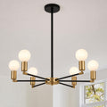 Holim Black and Gold Chandelier, Modern 6-Light Dining Room Light Fixture