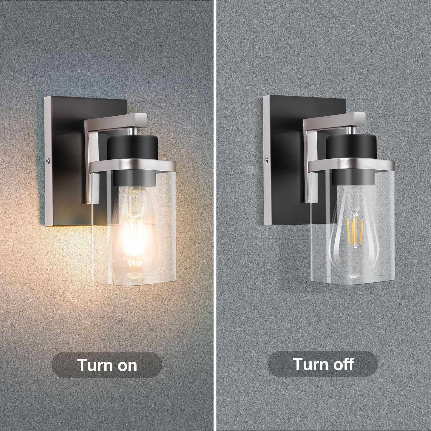 Modern Wall Sconce Light Fixtures – Set of 2, Dual-Tone with Frosted Glass Shades, E26 Base for Bathroom, Bedroom, Hallway, or Living Room